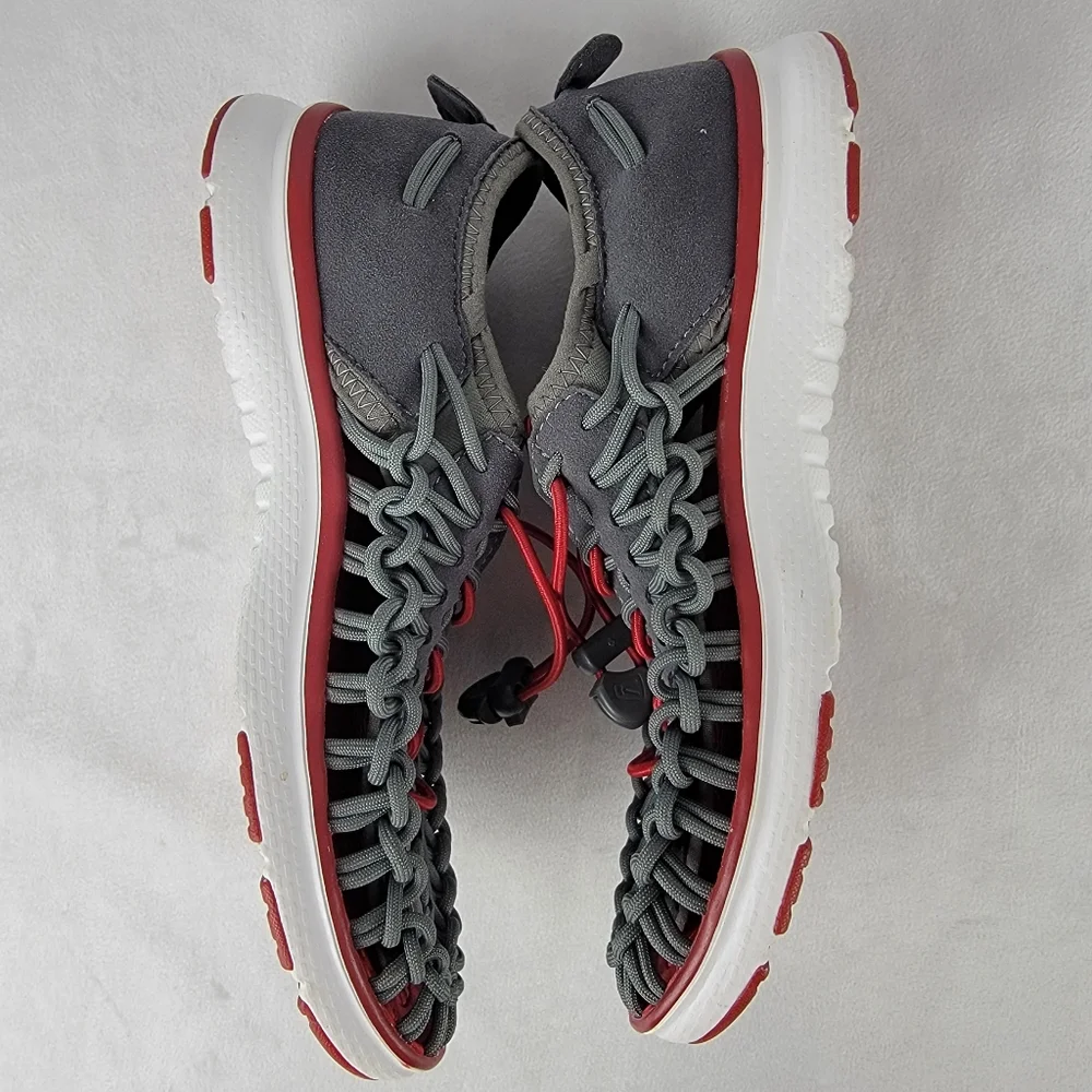 Keen Uneek O2 Sport Sandals‎ 1015485 Gray Red Size 4 Paracord Watershoes Hiking